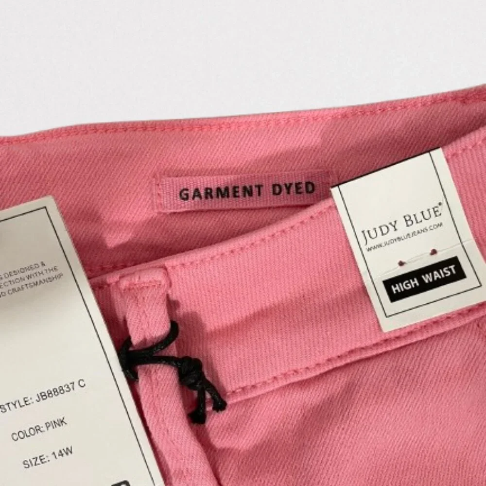 Judy Blue NEW Garment Dyed Cargo Jeans Size 14W Pink - Picture 5 of 10